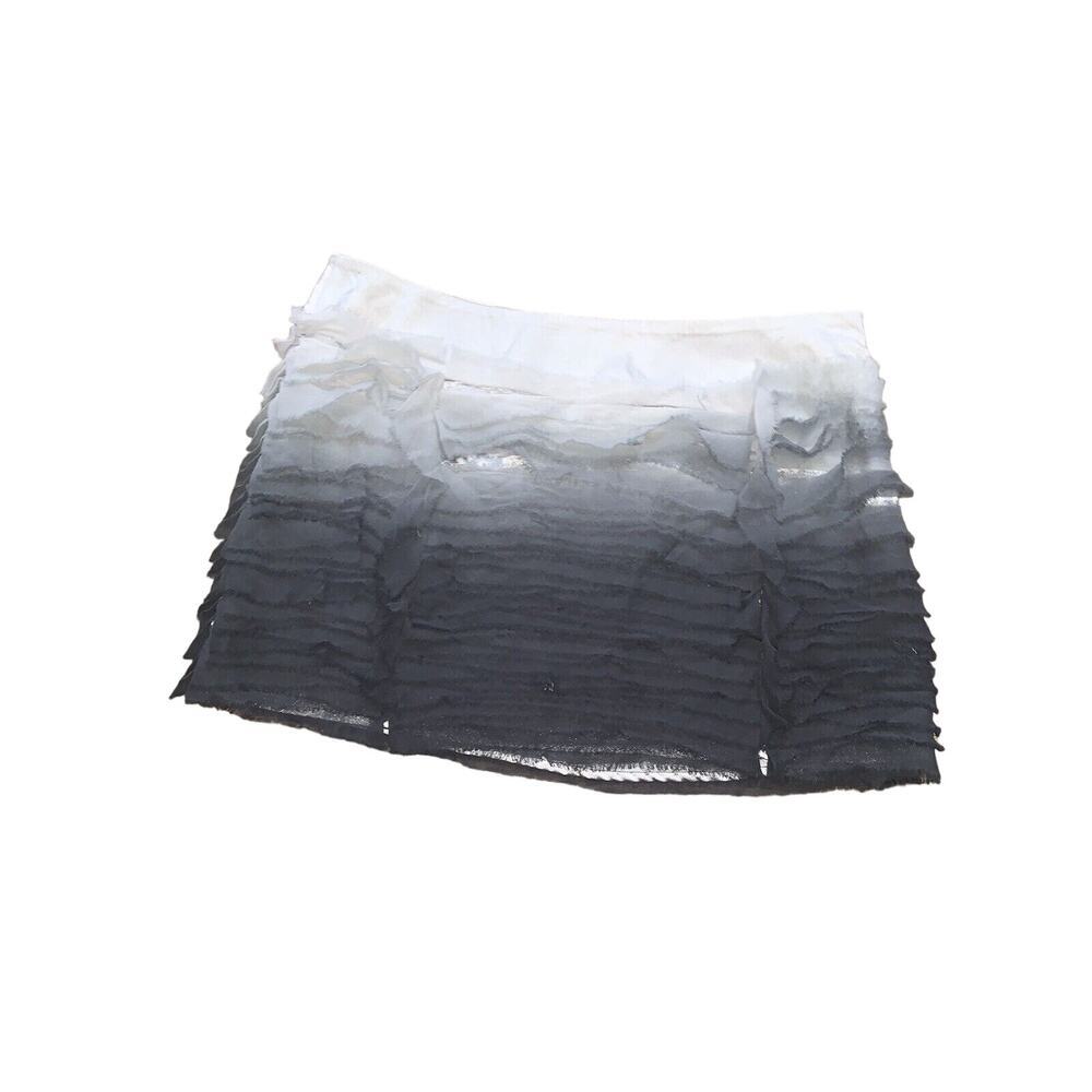 bebe Ombre Black and White Ruffle Mini Skirt